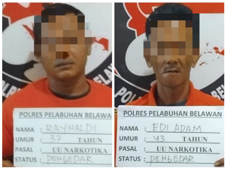 Sat Narkoba Polres Pelabuhan Belawan Tangkap Dua Pengedar Narkoba di Desa Kota Datar