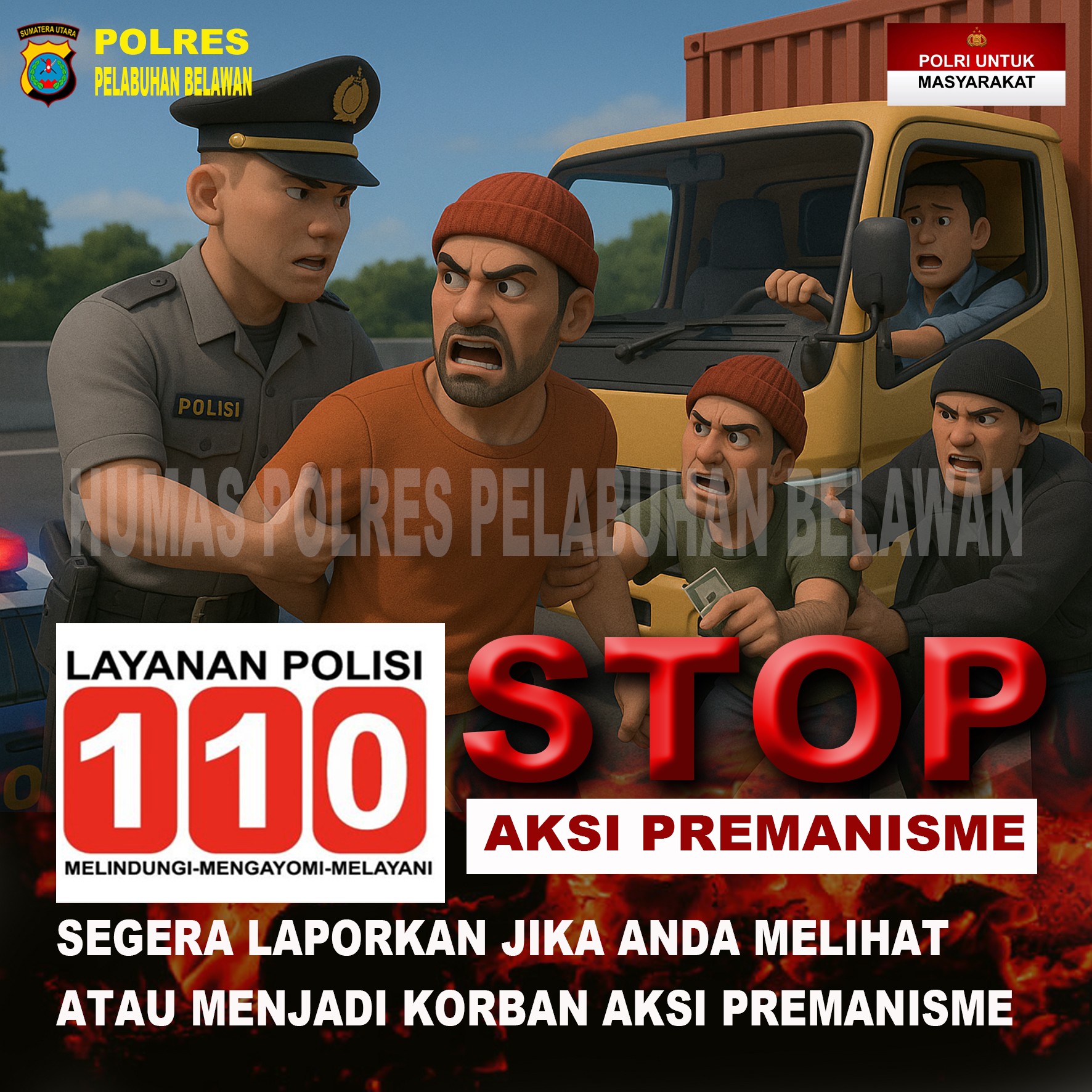 Polres Pelabuhan Belawan Imbau Warga Laporkan Aksi Premanisme ke Call Center 110
